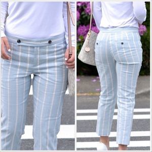 Banana Republic Midrise Angle Length Striped Avery Linen Pants